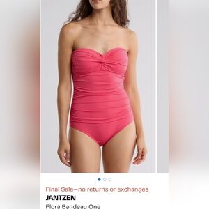 Jantzen Strapless Bandeau One-Piece Swimsuit — Coral